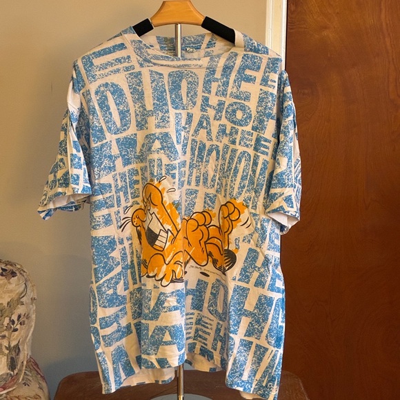 Garfield Other - Blue and White Garfield AOP Graphic T-Shirt
